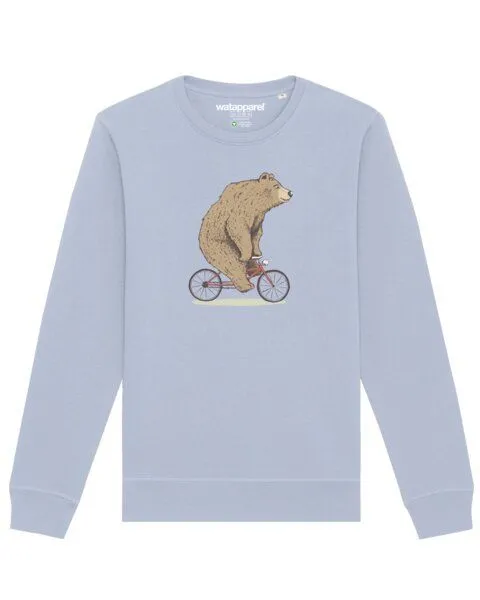 watapparel watapparel Sweatshirt Unisex Fahrradbär, Serene blue, – Produktbild 1 von 4