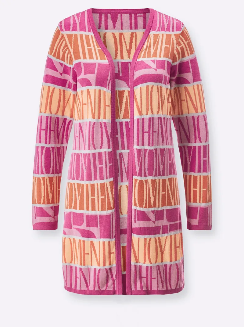 Witt Longstrickjacke, Fuchsia-papaya-gemustert, – Produktbild 1 von 2
