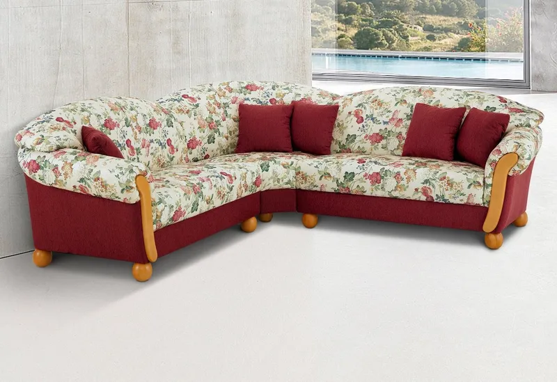 Home affaire Ecksofa Milano, bequem mit Federkern, B/T/H 233/233/83cm, Landhausstil, L-Form, gleichschenklig, Rot, – Produktbild 1 von 4