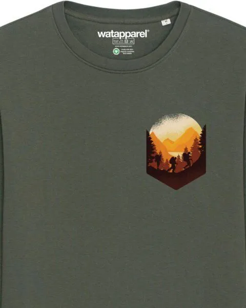 watapparel watapparel Sweatshirt Unisex Hiking in the mountains, Khaki, – Produktbild 3 von 3