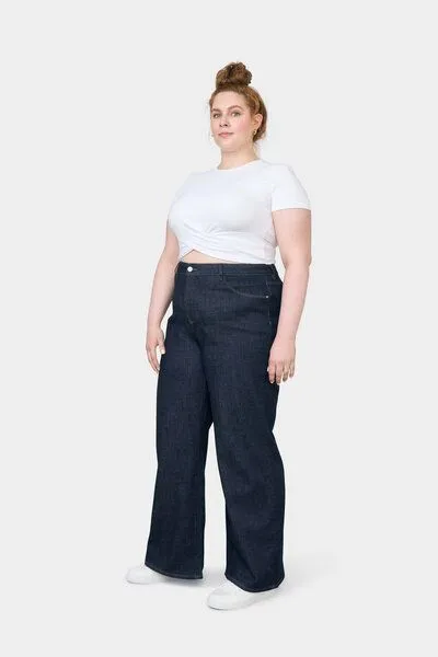 DAWN Damen Jeans DEW High Waist Flared DAWN Bio-Baumwolle Curvy, Blue, – Produktbild 3 von 5