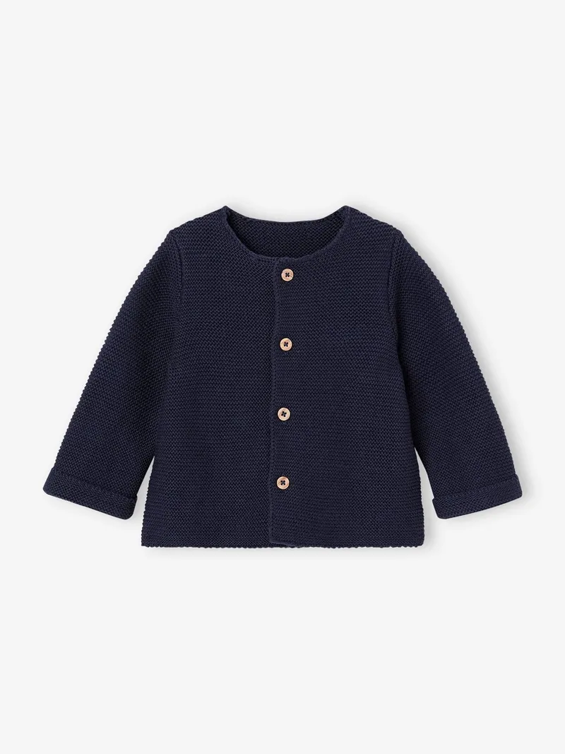 Vertbaudet Baby Strickjacke aus Baumwolle BASIC, Marine, – Produktbild 1 von 3