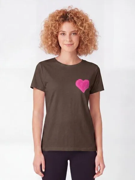 watapparel watapparel T-Shirt Frauen Pink Heart, Mocha, – Produktbild 2 von 2