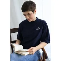 Kultgut Kultgut Artdesign- Biofair- Flausch Shirt im Boxistyle / Kleine Nachtlektüre, Dunkelblau, – Produktbild 1 von 1