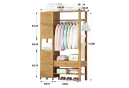 WAOHO Kleiderschrank kleiderschrank Bambus, Garderobenständer mit Schrank und Schublade – Produktbild 1 von 1