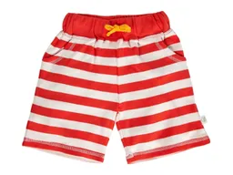 HANS NATUR Kinder Shorts Bio-Baumwolle rot-off white Gr.122/128 – Produktbild 1 von 1