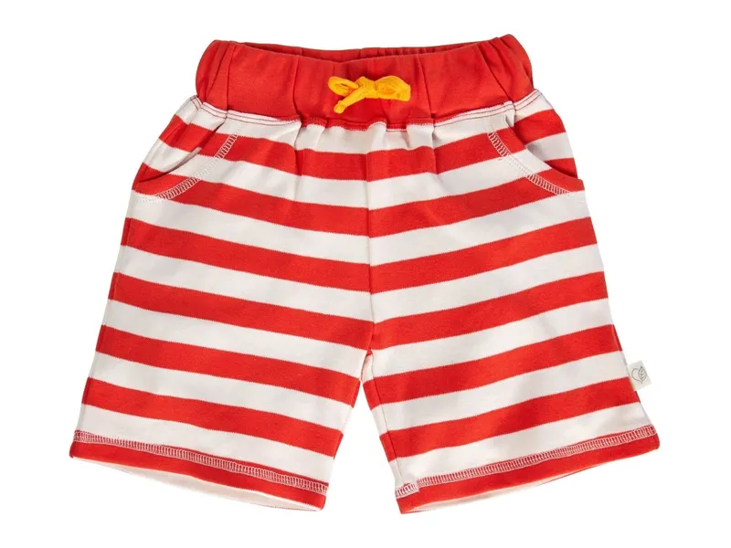 HANS NATUR Kinder Shorts Bio-Baumwolle rot-off white Gr.86/92, Rot, mehrfarbig, – Produktbild 1 von 2