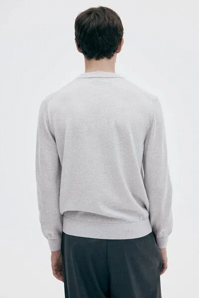 Unfeigned Unfeigned - Pullover Crewneck Merino Knit, Light grey melange, – Produktbild 3 von 4