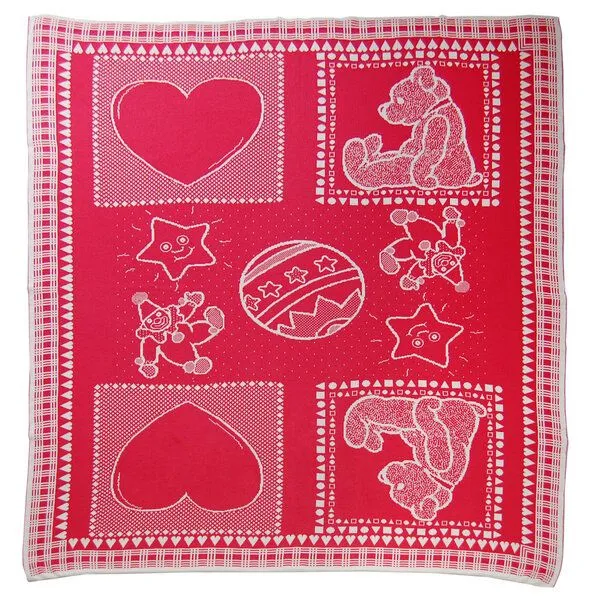 Sonnenstrick Sonnenstrick Baby-Baumwolldecke mit Kindermotiv, Rot-natur, – Produktbild 1 von 5
