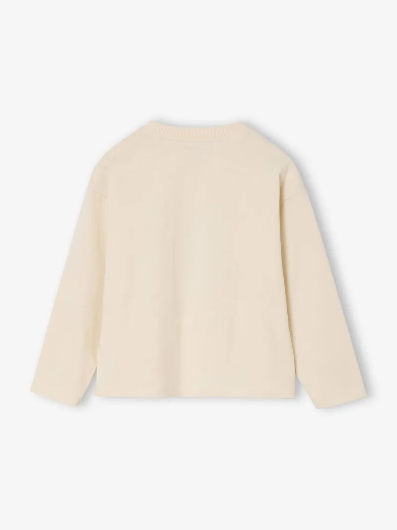 Vertbaudet Shirt mit Buchstaben-Applikation Mädchen, Wollweiß, – Produktbild 2 von 3