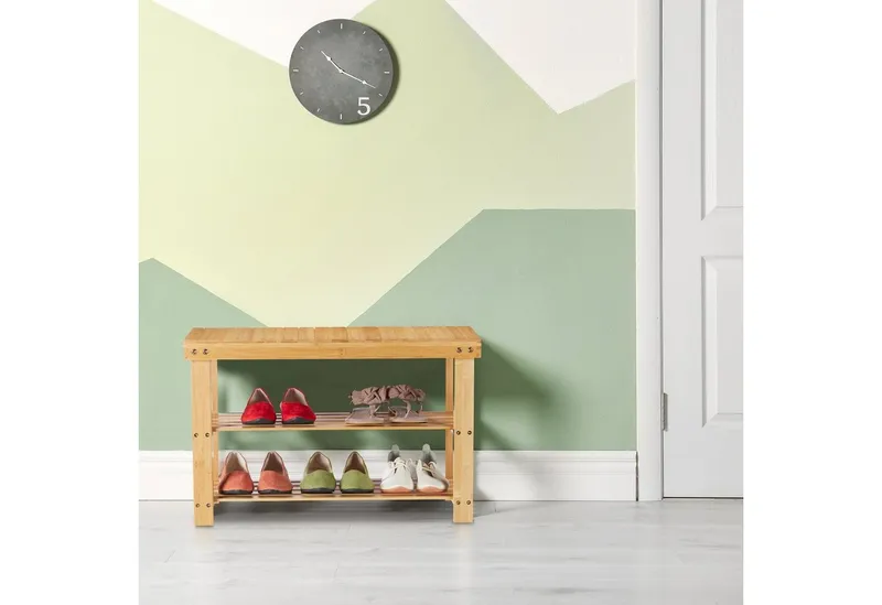 RELAXDAYS RELAXDAYS Schuhregal Bambus mit Sitzfläche, 1-tlg., Braun, – Produktbild 2 von 5