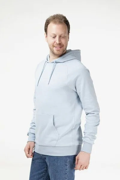Evermind Evermind Unisex Raglan Hoodie aus Bio-Baumwolle, Blauer nebel, – Produktbild 4 von 4