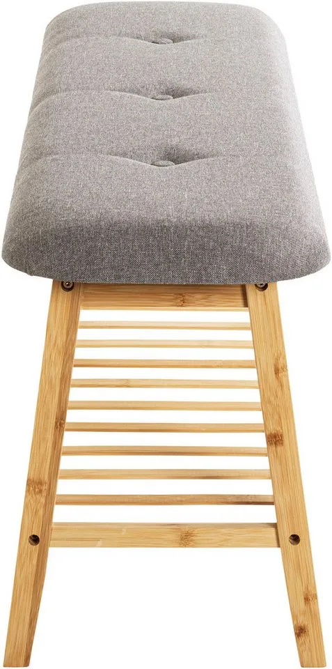 HAKU Schuhbank Flurbank, Garderobenbank, Sitzbank, rechteckig - aus Textil Grau - B/T/H 100/30/44 cm, Grau, – Produktbild 5 von 5