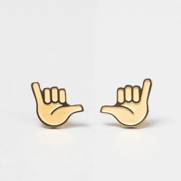 Fyngers Fyngers Ohrstecker aus chirurgischen Edelstahl hochglanzpoliert HANG LOOSE, Gold, – Produktbild 5 von 7