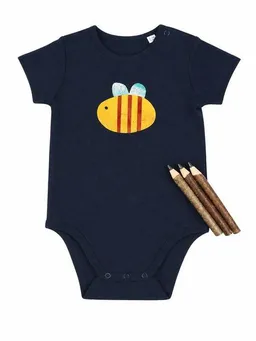 MelaDi Meladi Kinder Baby-Body aus Biobaumwolle - Hummel auf Navy Blue – Produktbild 1 von 1