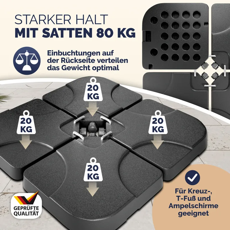 Casaria® Platten für Schirmständer 4er-Set 105x105x7cm – Produktbild 2 von 2