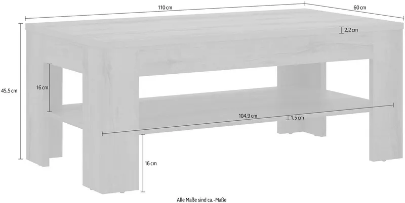 FORTE Couchtisch Savona, Breite ca. 110 cm, Braun, – Produktbild 5 von 5