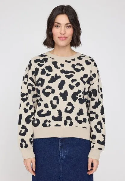 Mazine Mazine Baumwollstrickpullover Leo, Beige-schwarz, – Produktbild 1 von 4