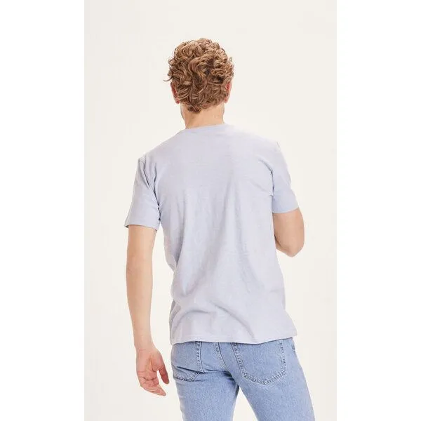 KnowledgeCotton Apparel KnowledgeCotton Apparel Basic T-Shirt O-Neck aus Bio-Baumwolle, Blau (skyway melange), – Produktbild 3 von 4