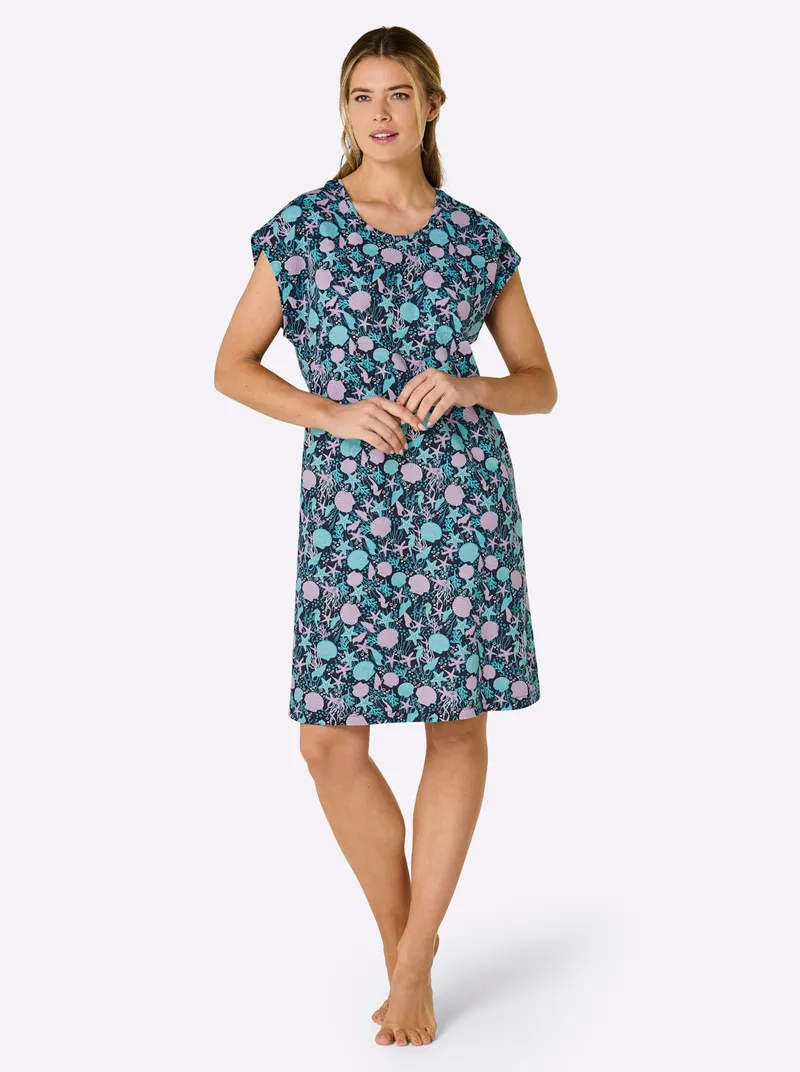 feel good Sommerkleid, Marine-bedruckt + weiß-bedruckt, – Produktbild 1 von 3