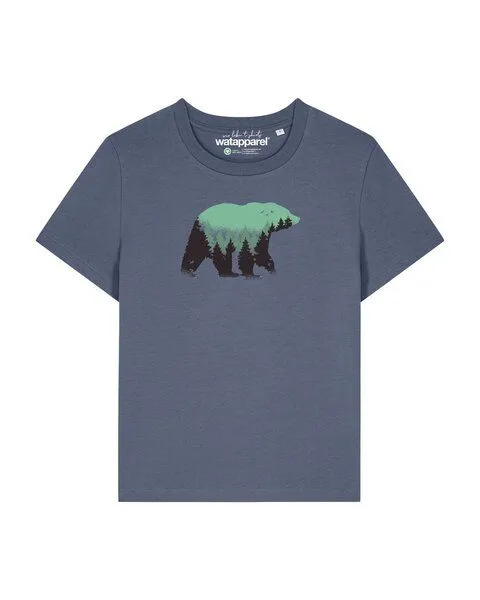 watapparel watapparel T-Shirt Frauen Waldbär, Blue grey, – Produktbild 1 von 2