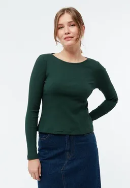 Givn Berlin Givn Berlin Longsleeve GBROSA mit U-Boot Ausschnitt aus Bio-Baumwoll Rippjersey – Produktbild 1 von 1