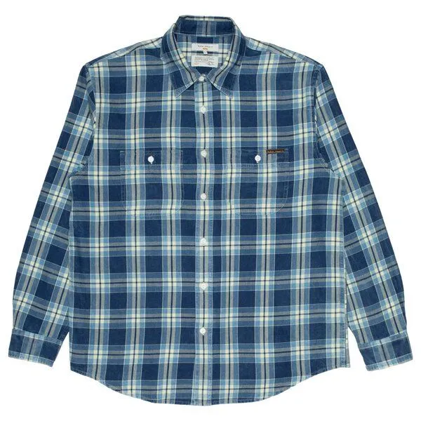 Nudie Jeans Nudie Jeans Kariertes Langarm-Hemd Julian Worker Check, Indigo, – Produktbild 1 von 1