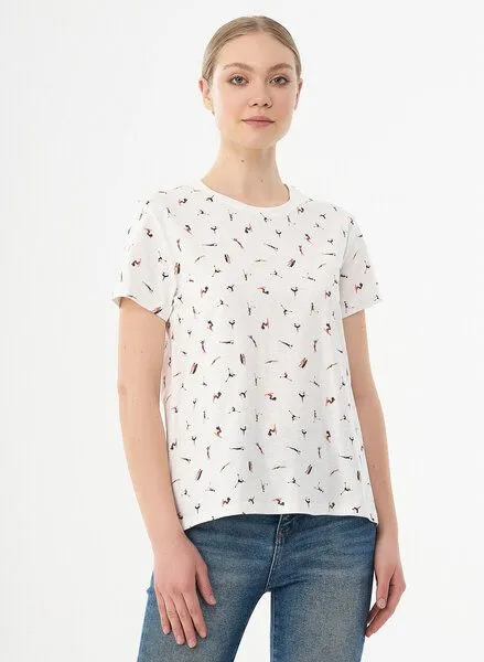 ORGANICATION ORGANICATION Damen T-Shirt aus Bio-Baumwolle mit Allover-Print, Off white, – Produktbild 1 von 4