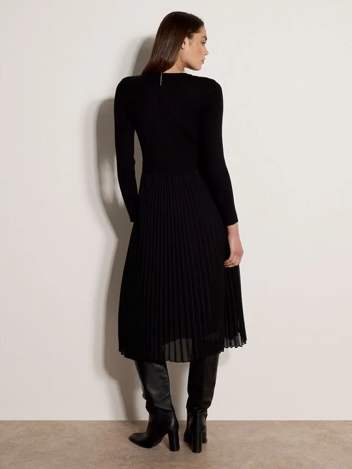 Apricot Apricot Midikleid Wadenlanges Kleid aus geripptem Strick mit Zierknöpfen, Schwarz, – Produktbild 4 von 4