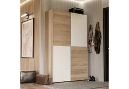 FORTE Wäscheschrank Ozzula, Mehrzweckschrank, Schwebetürenschrank, Garderobenschrank (B/H/T ca. 120/190,5/42cm, 2 Türen, 6 Einlegeböden) FSC® zertifiziert, variable Inneinteilung, 42cm tief, Made in Europe – Produktbild 1 von 1