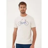 ORGANICATION ORGANICATION T-Shirt aus Bio-Baumwolle mit Fahrrad-Print, Vanilla, – Produktbild 1 von 1