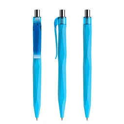 prodir prodir® Druckkugelschreiber QS20 Soft Touch PRT Push, blaue Mine, cyanblau/silber poliert – Produktbild 1 von 1