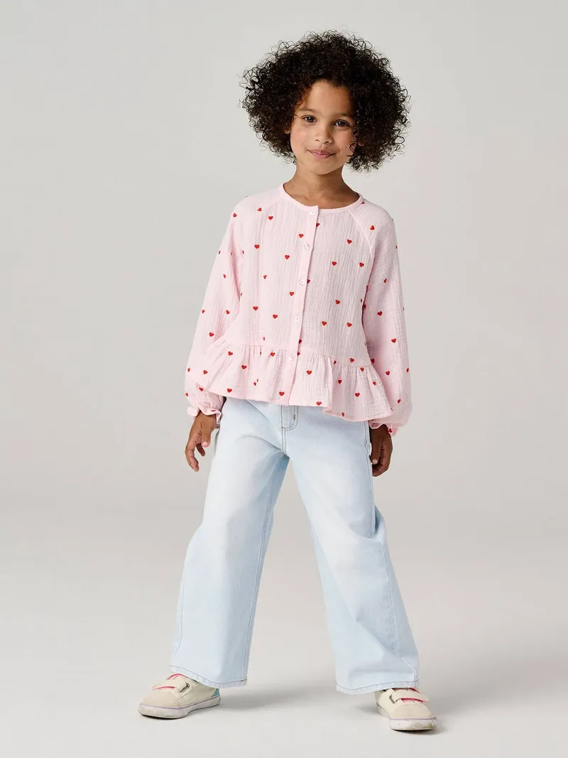 Vertbaudet Vertbaudet Weite Mädchen Jeans mit Dehnbund, Gebleicht, – Produktbild 3 von 4