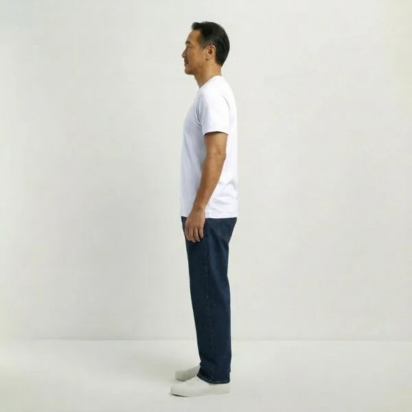 YTWOO YTWOO Basic Herren T-Shirt aus gekämmter Bio-Baumwolle, Weiß, – Produktbild 3 von 4