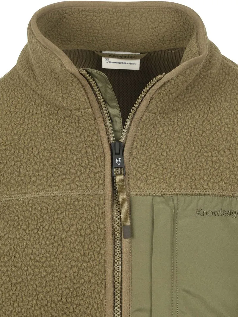 KnowledgeCotton Apparel Knowledge Cotton Apparel Strickjacke Fleece Oliv - Größe M, Grün, – Produktbild 2 von 5