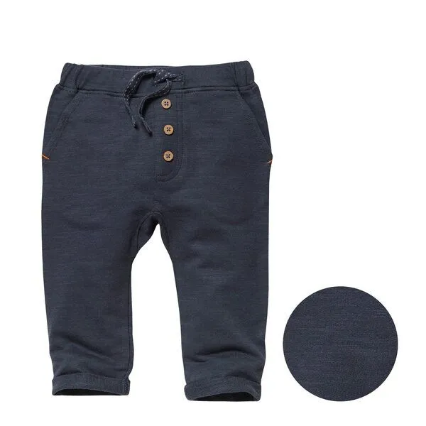 People Wear Organic People Wear Organic Sweathose mit angedeutem Knopfverschluss, dunkelblau, aus Bio-Baumwolle – Produktbild 1 von 3