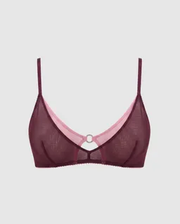 Understatement Understatement Damen vegan Bralette Aus Netzstoff Mit Doppeltem Dreieck, Kirsche – Produktbild 1 von 1