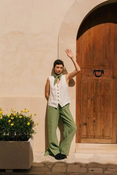 AmourLinen AmourLinen Greta Leinenweste, Weiß, – Produktbild 3 von 4