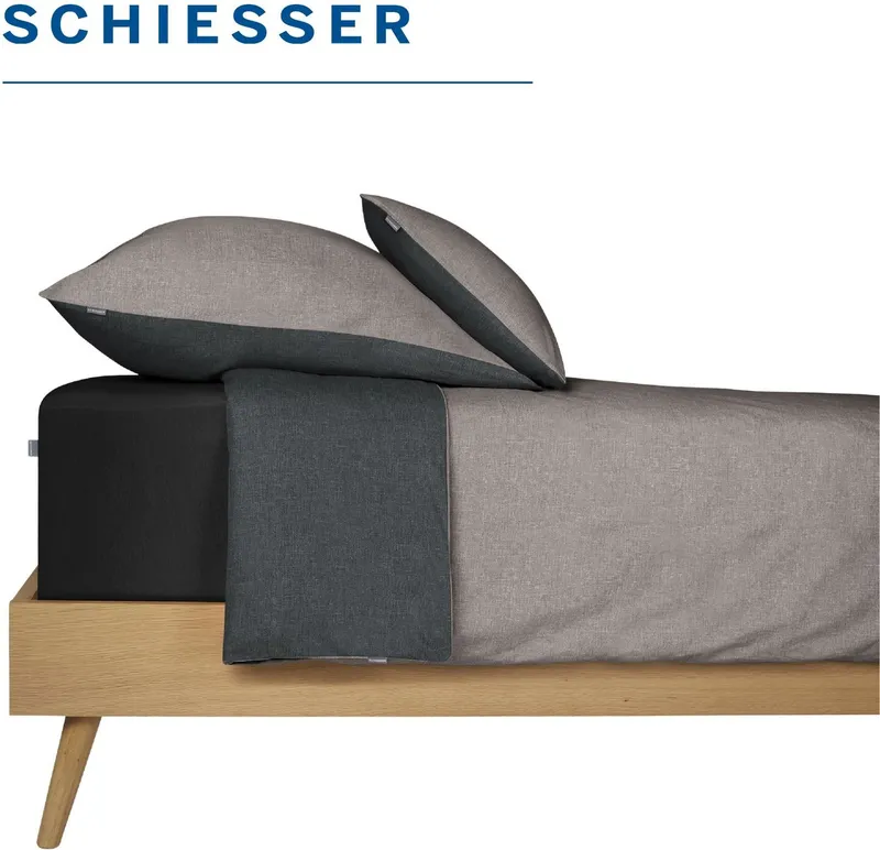 Schiesser Schiesser Spannbettlaken Elli aus weicher Baumwolle mit Elasthananteil für flexiblen Sitz, Jersey-Elasthan, Gummizug: rundum, (1 Stück), für hohe Matratzen und Boxspringbetten, OEKO-TEX® MADE IN GREEN, Schwarz, – Produktbild 1 von 5