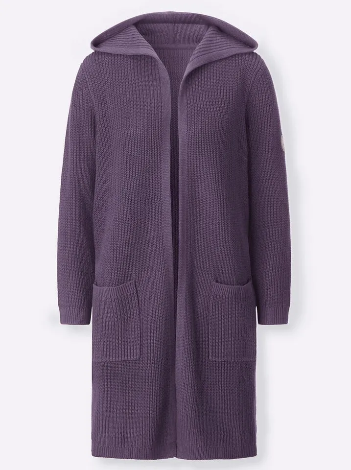 Witt Witt Strickjacke Strickmantel Langarm Ripp, Lila, – Produktbild 3 von 4