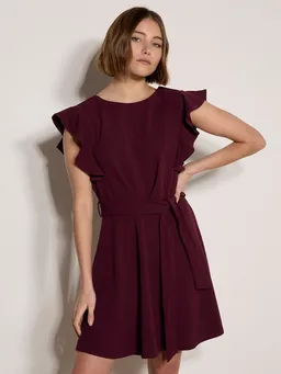Apricot Apricot Minikleid Mini-Kleid aus Jersey-Crêpe (2-tlg., mit Stoffgürtel) mit Rüschenärmeln – Produktbild 1 von 1