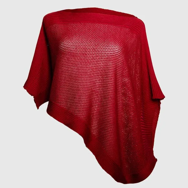 LANARTO slow fashion LANARTO slow fashion Poncho Cape aus mulesingfreier Merinowolle in edlen Farben, Rot, – Produktbild 3 von 3