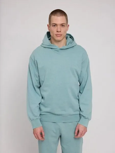 Mazine Mazine Genderless Hoody Natural Dye - aus Bio-Baumwolle, Turquoise (blau), – Produktbild 1 von 3