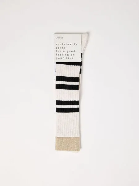 LANIUS LANIUS Kniestrümpfe aus Bio-Baumwolle, Streifen (weiß-off-white-melange), – Produktbild 3 von 3