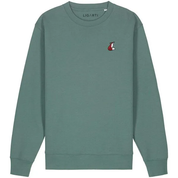 LIGARTI Bestickter Pullover – Valentina der Fuchs – LIGARTI Tiermanufaktur, Petrol, – Produktbild 3 von 3