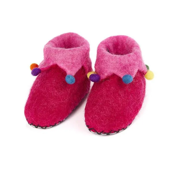 short'n'pietz short'n'pietz Hausschuhe Harlequin handgefilzt für Babies und Kinder, Pink, – Produktbild 1 von 1
