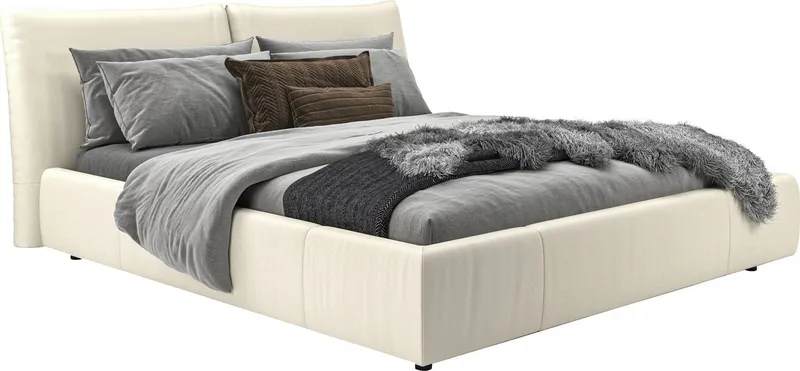 Home affaire Polsterbett Priora in 4 Breiten bis 200cm, auch in NaturLEDER, Cord, belastbar bis 280kg, auch Überlänge 220 cm, Weiß, – Produktbild 2 von 5