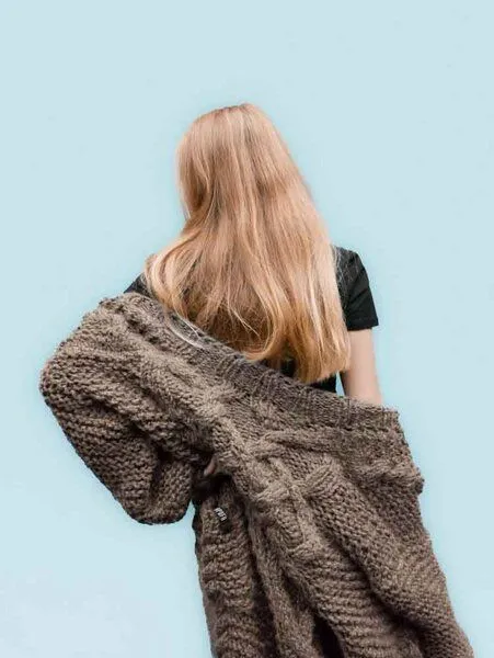 PANAPUFA PANAPUFA lange Strickjacke aus Merinowolle, Taupe braun, – Produktbild 2 von 3