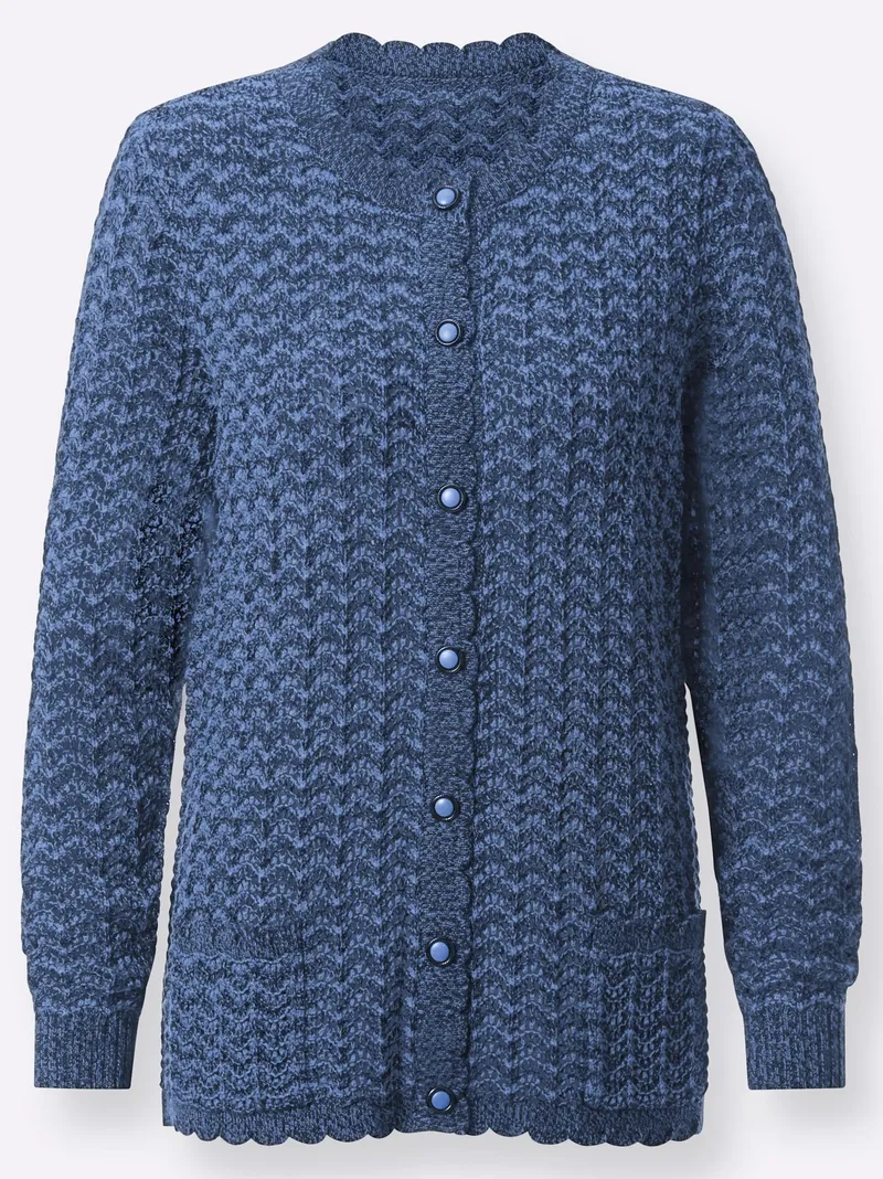 Witt Ajourstrickjacke, Dunkelblau-meliert, – Produktbild 1 von 2