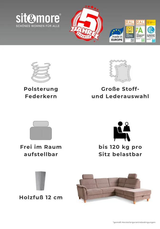 Home affaire Polsterhocker Palmera, B: 58 cm, mit Stauraum, Federkern, Beige, – Produktbild 3 von 7